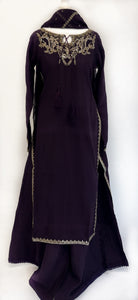 Purple Embroidered Sequin 3 Piece Suit