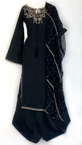 Black Embroidered 3 Piece Suit