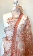 Load image into Gallery viewer, The Fariya Scarf in Peach Mauve - In Net with Organza frills
